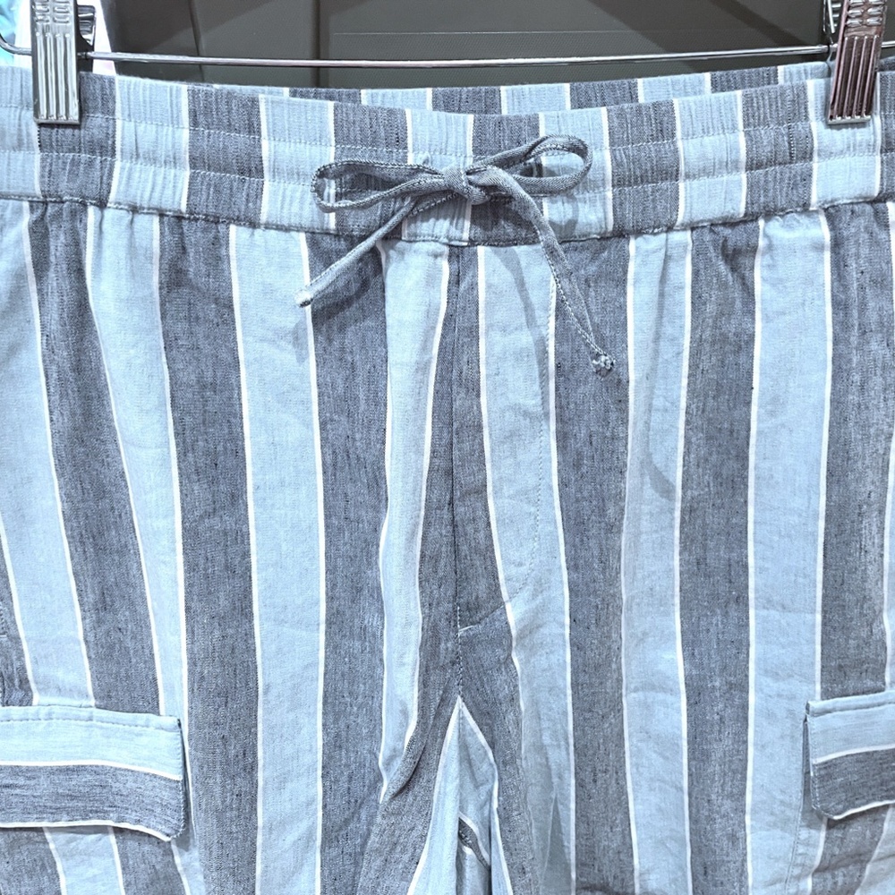 Linen-Blend Stripe Cargo Shorts -Brand New- NEVER WORN - DEEP ULTRAMARINE MULTI